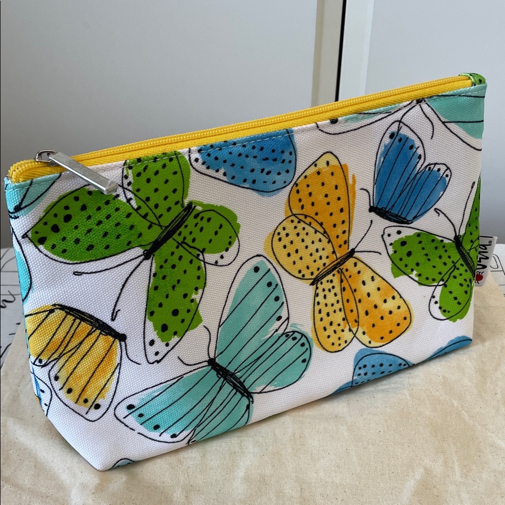 Clinique Butterfly Print Canvas Pouch/Cosmetic Bag